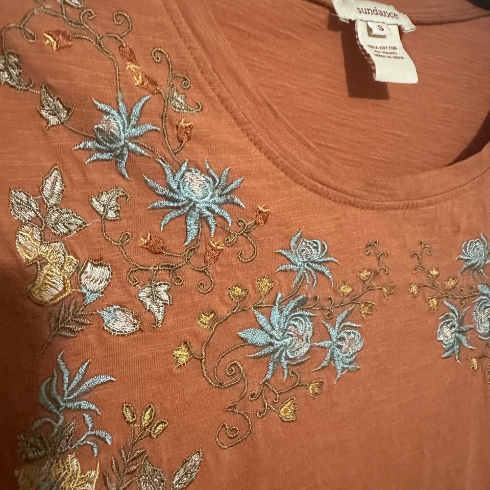 Sundance Rust Floral Embroidered Long-Sleeve Top - Picture 4 of 8